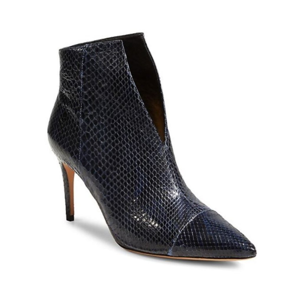 Alexandre Birman: Megan 85 Python Ret Lacquer Booties - nightblue